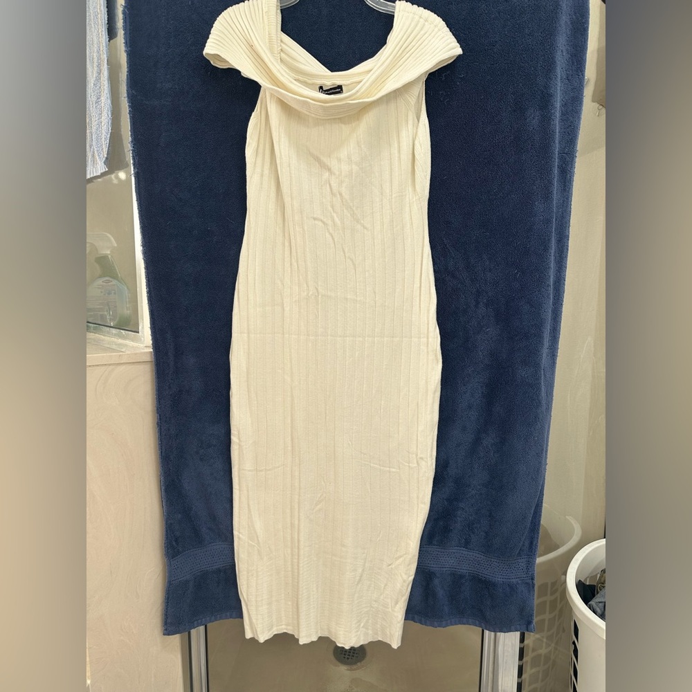**NWT Cream Ribbed Midi Dress XL
